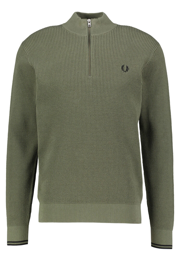 Fred Perry Herren Grün Troyer Aus Baumwolle Waffle Stitch, Gr. M - Bild 1