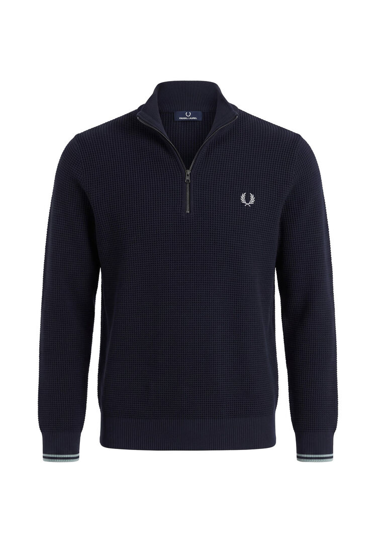 Fred Perry Herren Schwarz Troyer Aus Baumwolle Waffle Stitch, Gr. M