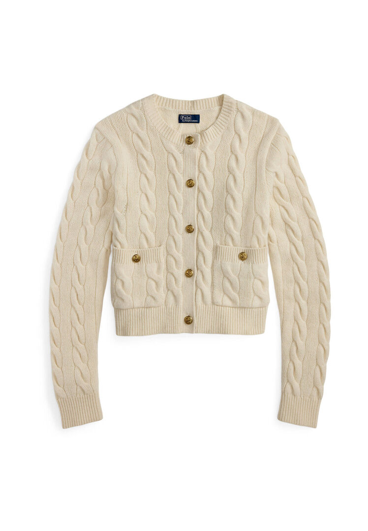 Polo Ralph Lauren Damen Camel Strickjacke Aus Wolle Und Kaschmir, Gr. Xl