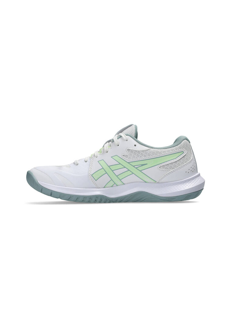 Asics Unisex Weiss / Grün Damen Trainingsschuhe Gel-Tactic 13, Gr. 39,5Eu