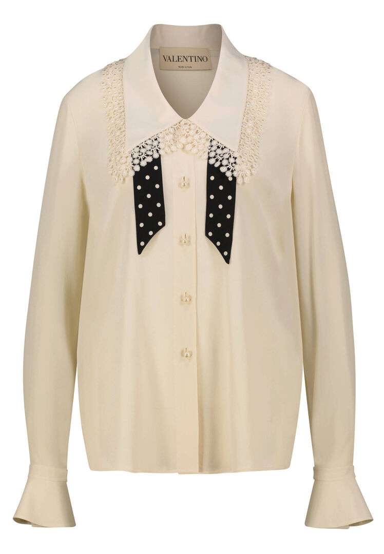 Valentino Damen Offwhite Schluppenbluse Aus Seide, Gr. 36