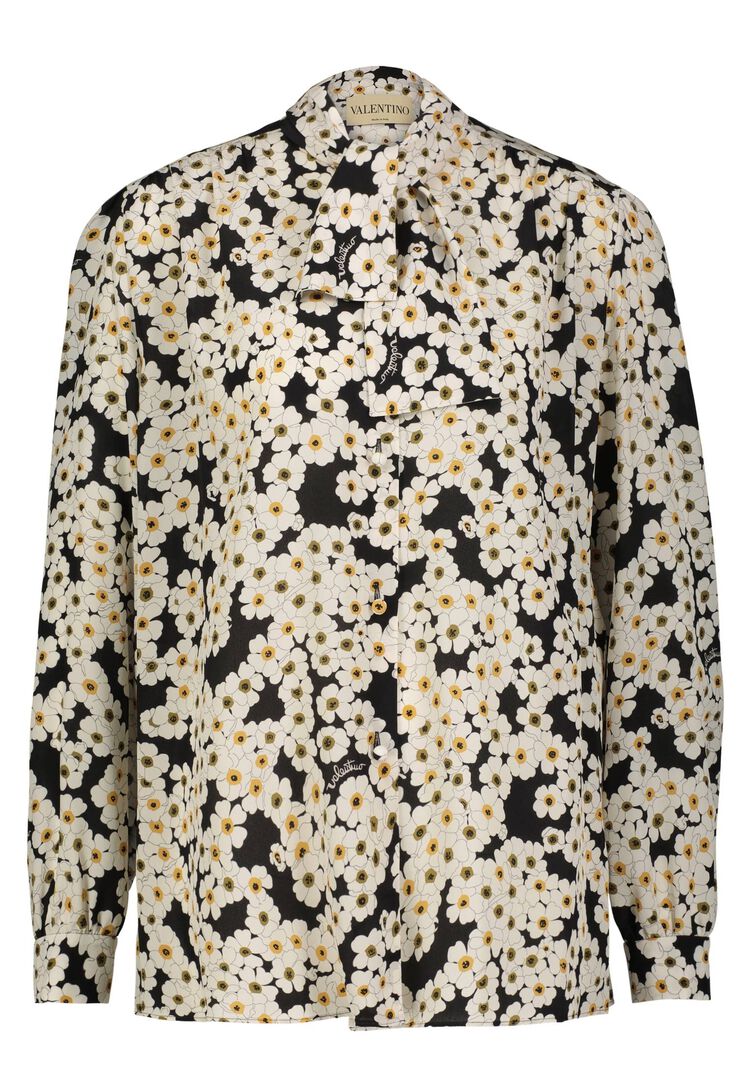 Valentino Damen Schwarz Schluppenbluse Aus Seide, Gr. 36