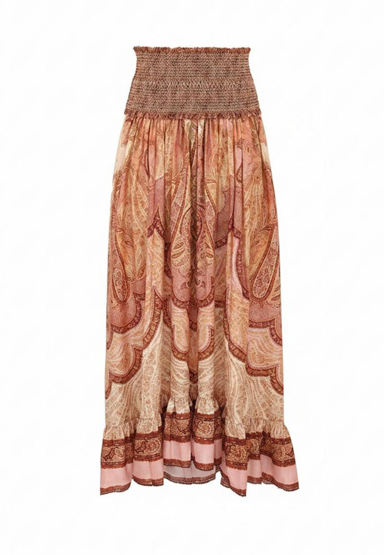 Zimmermann Damen Bordeaux Seidenrock Wanderlust Frill Maxi, Gr. 38