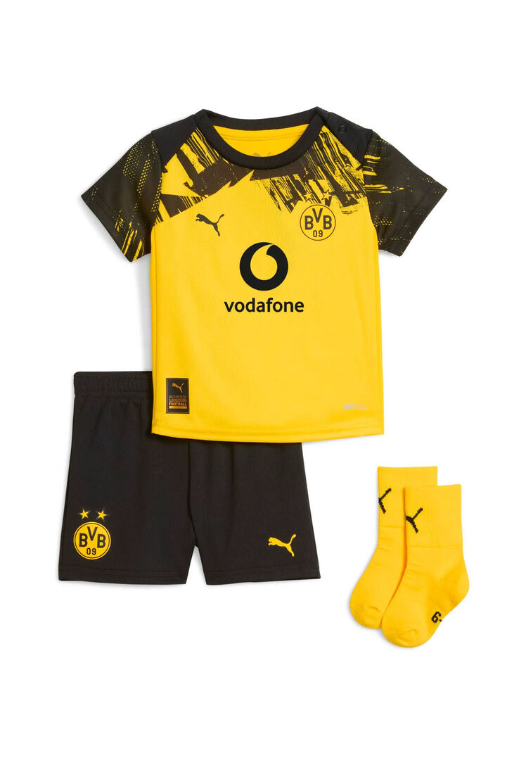 Puma Unisex Baby Schwarz/Gelb Baby Fußballset Bvb Home Babykit, Gr. 74