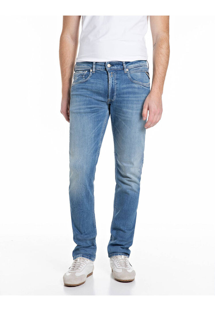 Replay Herren Stoned Blue Jeans Straight Fit, Gr. 32/32