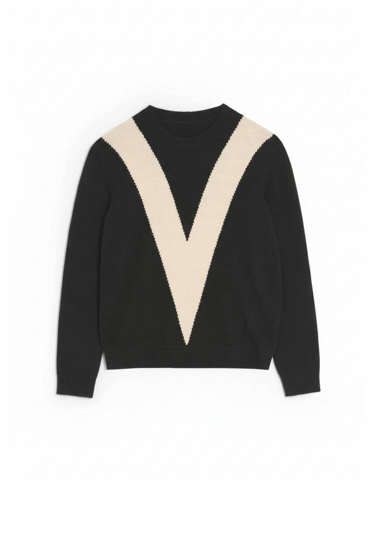 Valentino - Wollpullover Mit Intarsien-V - Knitwear - Herren - Schwarzk - M - Bild 5