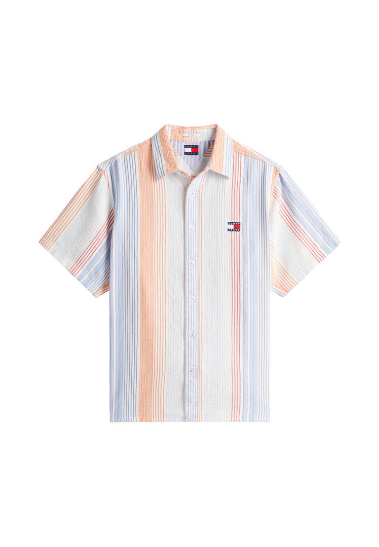 Tommy Jeans Herren Offwhite Hemd Relaxed Stripe, Gr. S