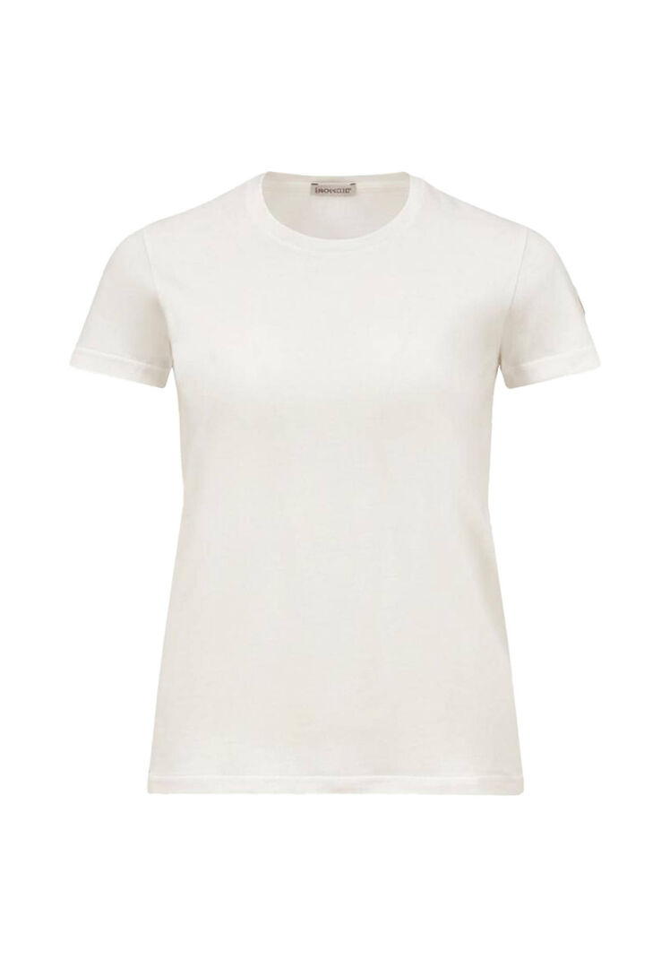 Moncler - Logo-Patch Baumwoll-T-Shirt - Tops - Damen - Weiß - Xs - Bild 4