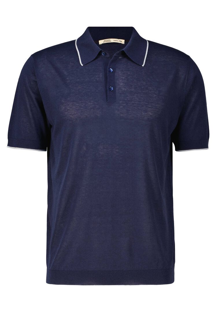 Maurizio Baldassari Herren Marine Strickpolo Aus Seide, Gr. 3XL