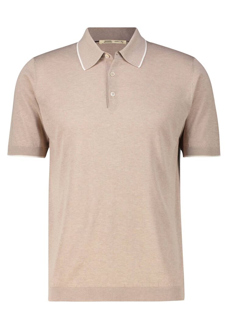 Maurizio Baldassari Herren Sand Strickpolo Aus Seide, Gr. 3XL