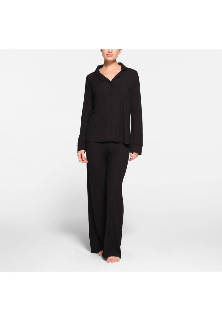 Skims Damen Schwarz Pyjama Soft Lounge Rib Sleep Set, Gr. Xs