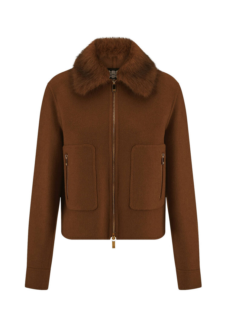 Riani Damen Braun Jacke Aus Wollmischung, Gr. 38