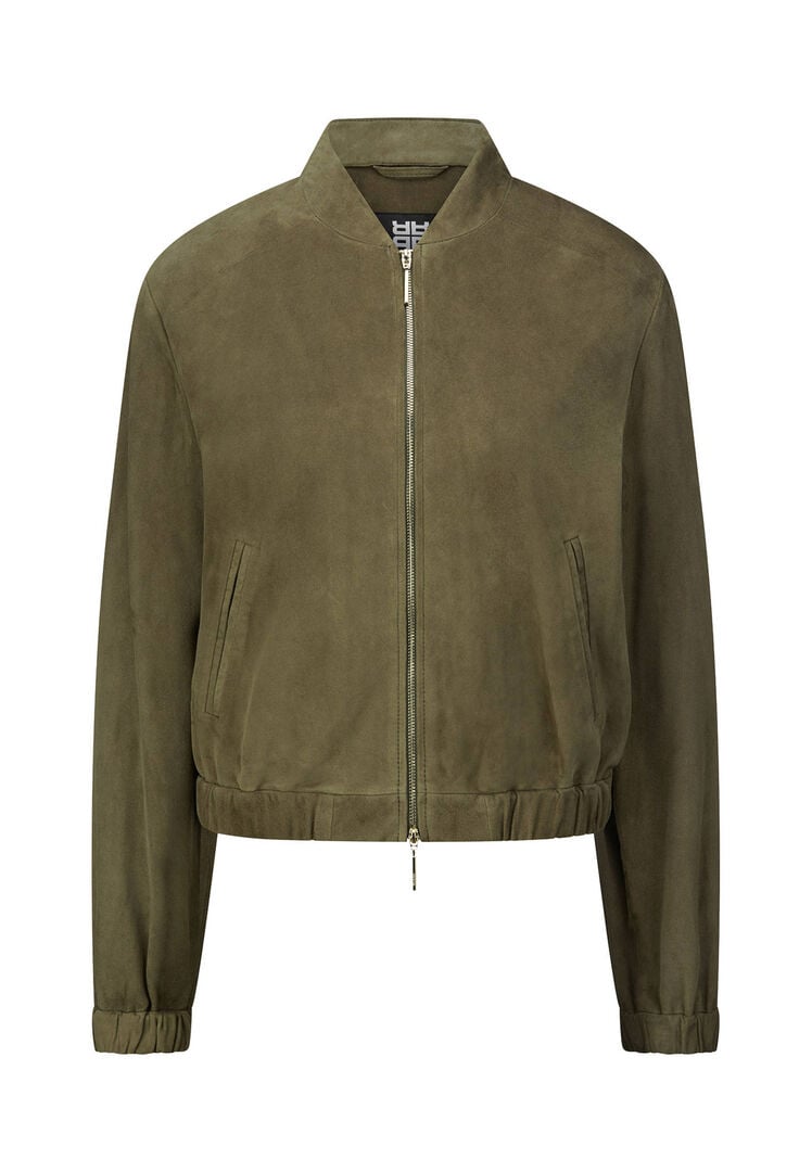 Riani Damen Oliv Blouson Aus Veloursleder, Gr. 38