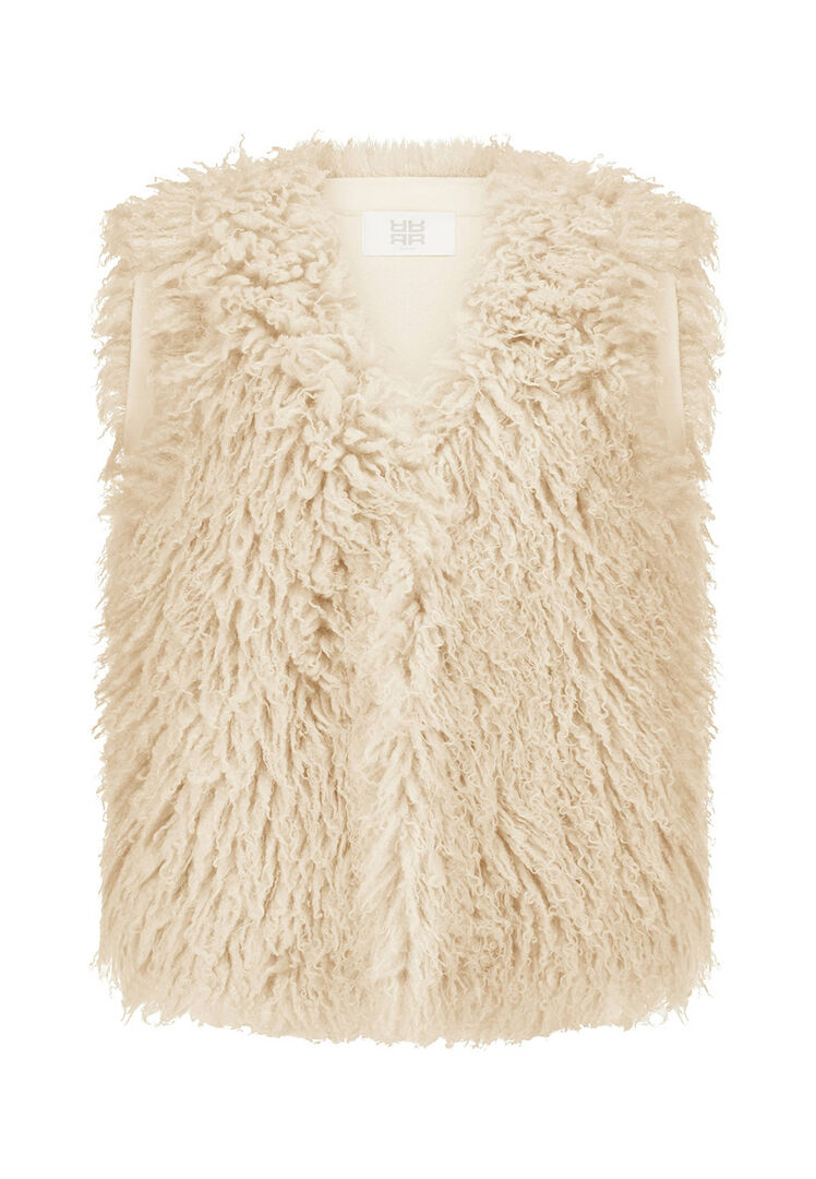 Riani Damen Creme Weste Aus Kunstfell, Gr. 38