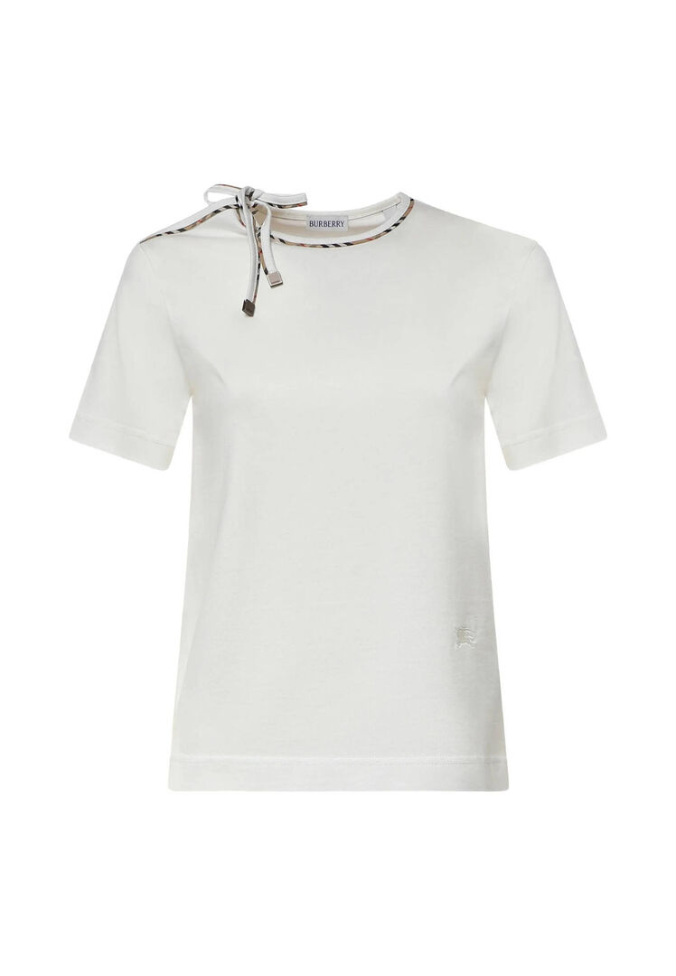 Burberry - Frankie Bow Baumwoll-T-Shirt - Tops - Damen - Weiß - Xs - Bild 5