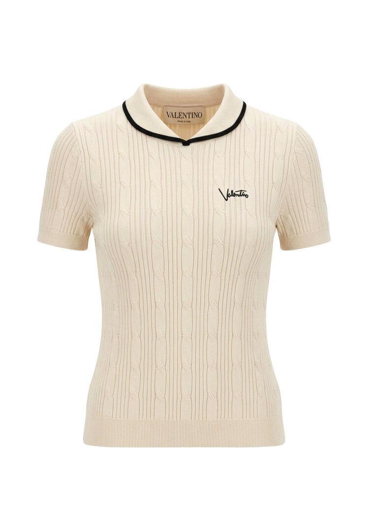 Valentino Damen Offwhite Pullover Aus Rippstrick, Gr. S