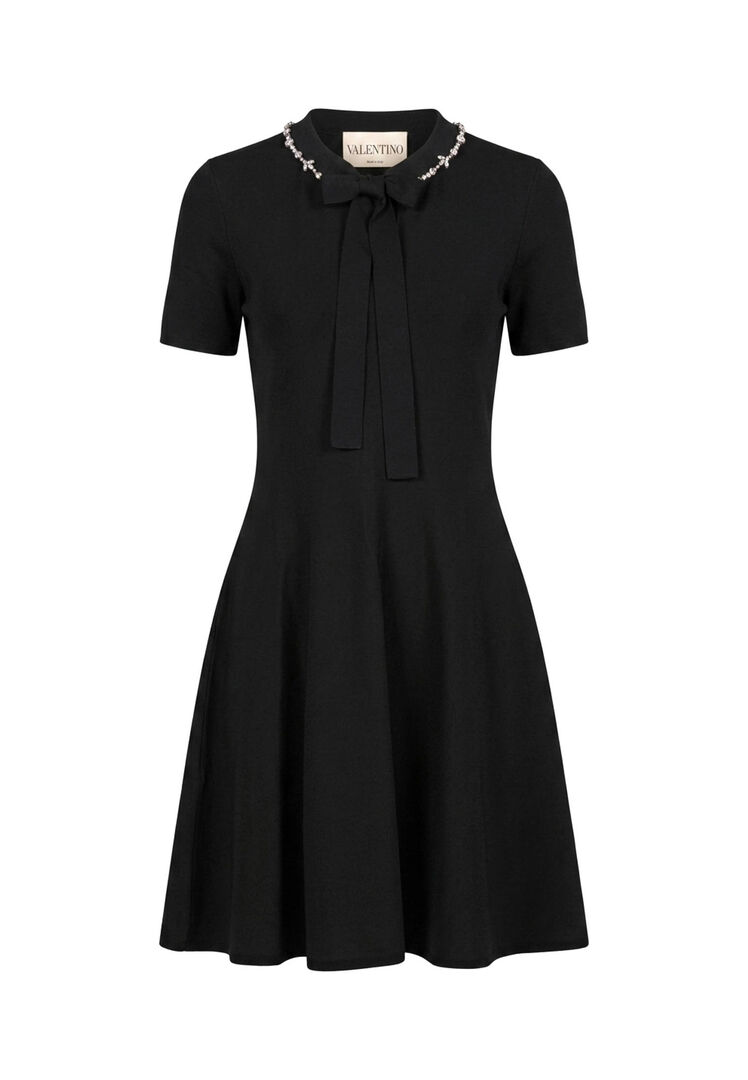 Valentino Damen Schwarz Strickkleid Mit Strassstickerei, Gr. M - Bild 1