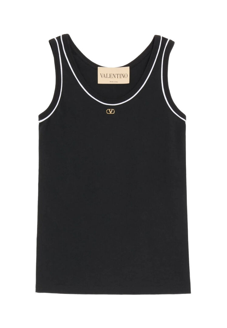 Valentino Damen Schwarz Top Mit Vlogo, Gr. S