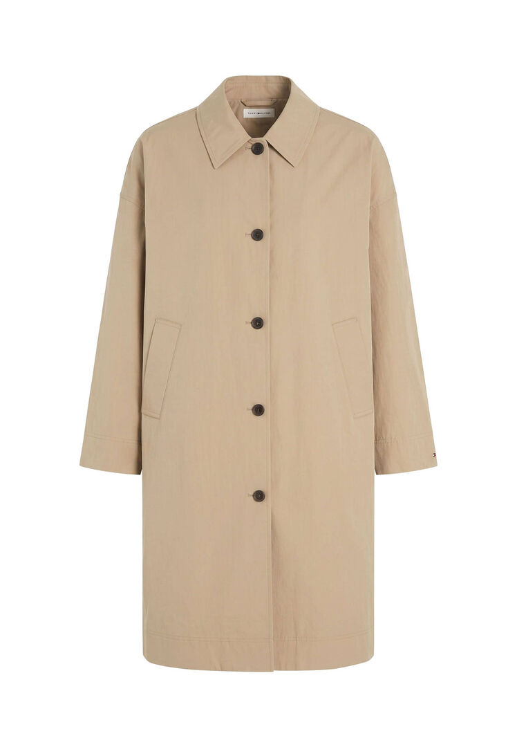 Tommy Hilfiger Damen Camel Mantel Aus Twill, Gr. 40