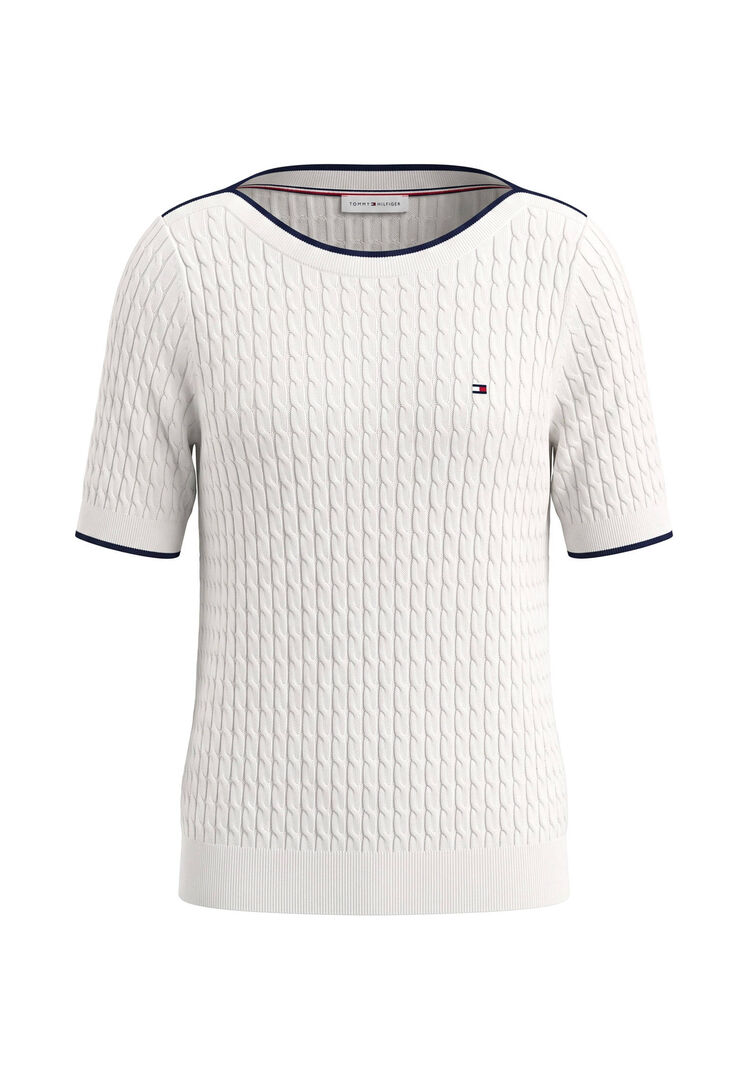 Tommy Hilfiger Damen Offwhite Pullover Aus Baumwolle, Gr. M