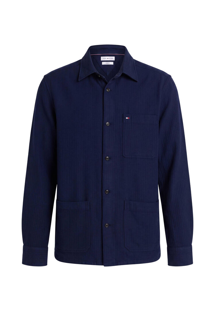 Tommy Hilfiger Herren Navy Hemdjacke Aus Baumwolle Und Lyocell, Gr. S