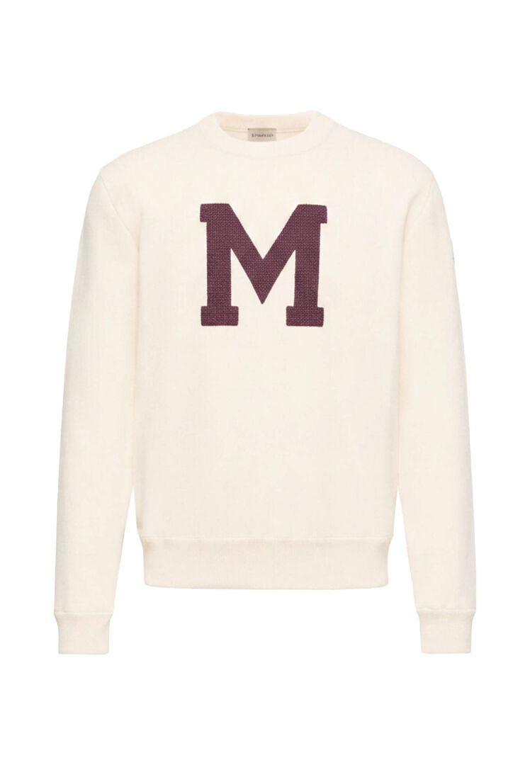 Moncler Herren Offwhite Pullover Mit Monogramm, Gr. Xl
