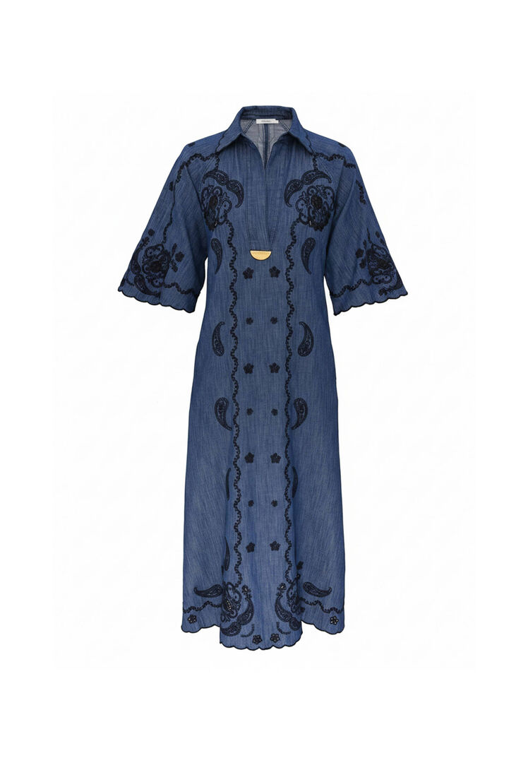 Zimmermann Damen Blau Kleid Aster Embroidered Denim, Gr. 36 - Bild 1
