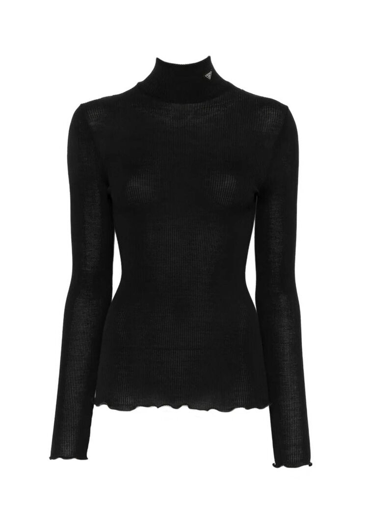 Prada - Rippstrick-Rollkragenpullover - Knitwear - Damen - Schwarzk - M - Bild 5