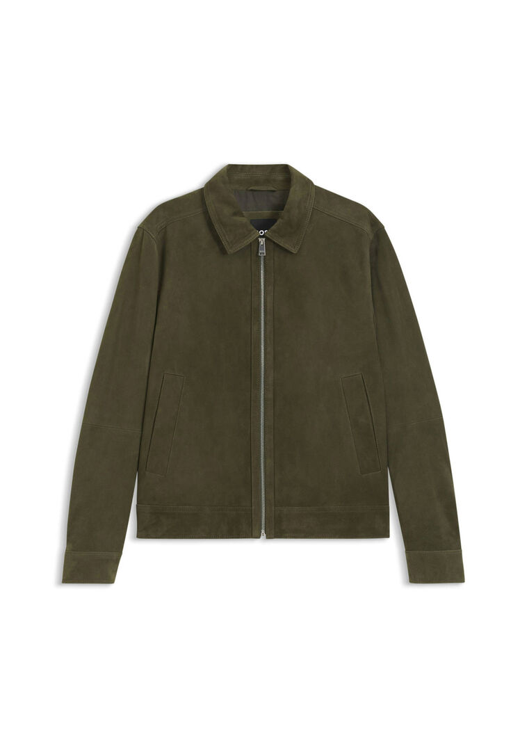 Boss Herren Oliv Lederjacke Malbano, Gr. 52