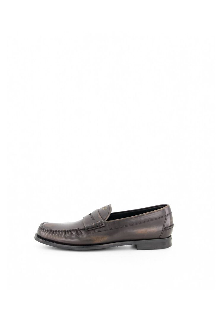 Prada Herren Braun Loafer Aus Antikisiertem Leder, Gr. 44Eu - Bild 1