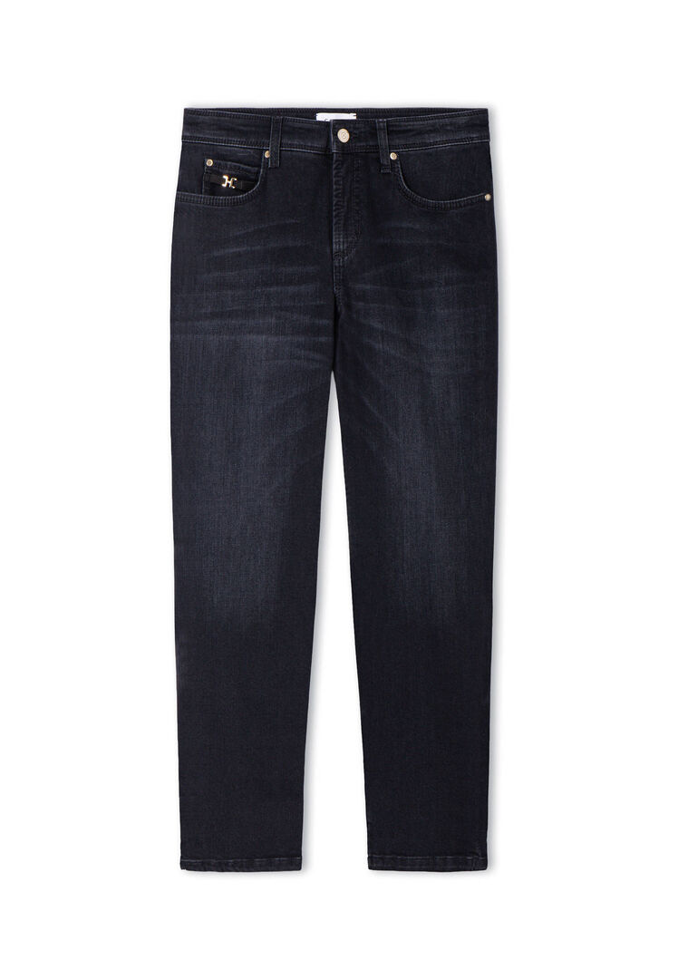 Cambio Damen Schwarz Jeans Piper Short Slim Fit, Gr. 42/27