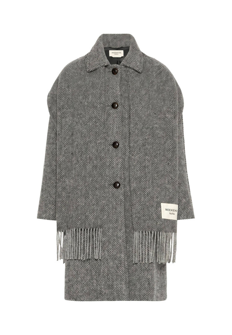 Weekend Max Mara Latino Logo Patch Tweed Scarf Coat - Bild 4