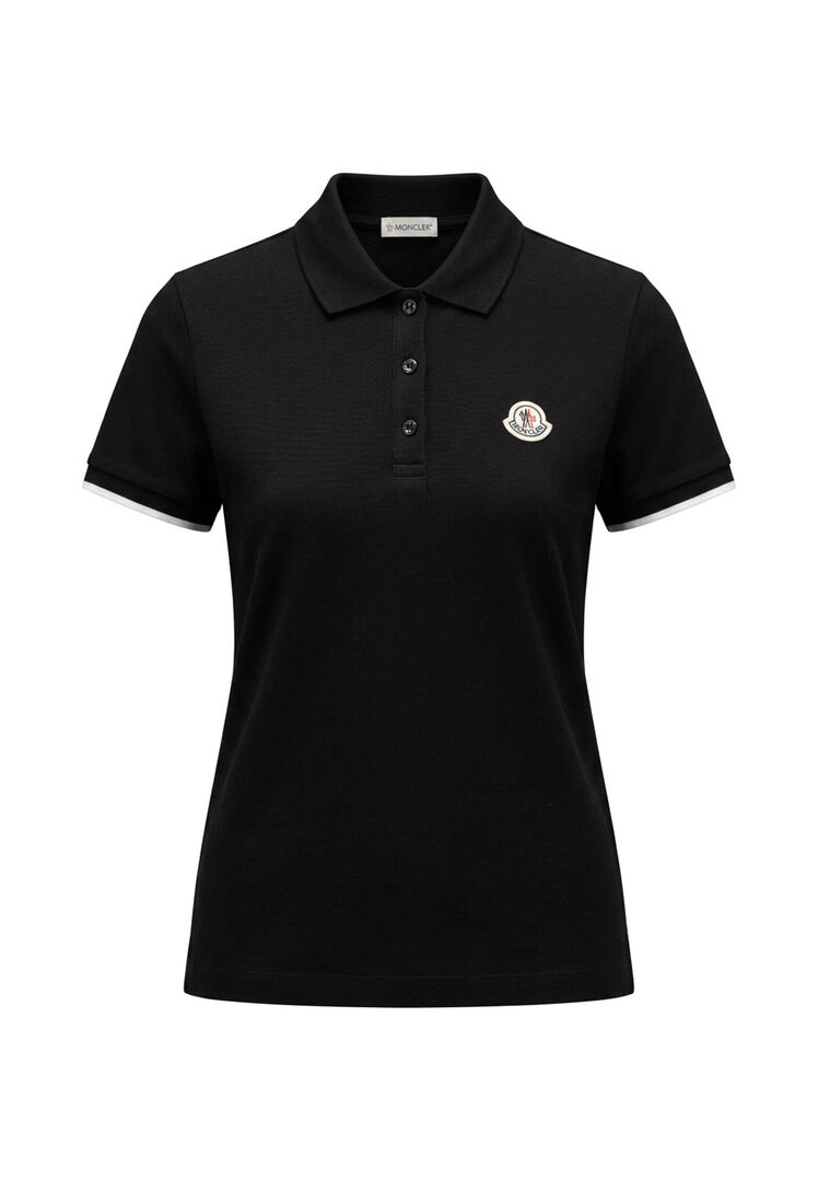 Moncler Damen Schwarz Poloshirt Ss Polo, Gr. L
