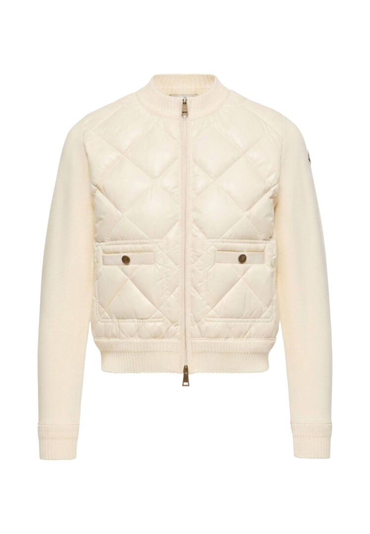 Moncler Damen Offwhite Strickjacke, Gr. L - Bild 1