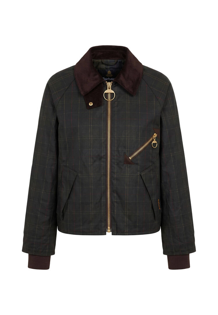 Barbour Damen Oliv Wachsjacke Arlene Check, Gr. 40