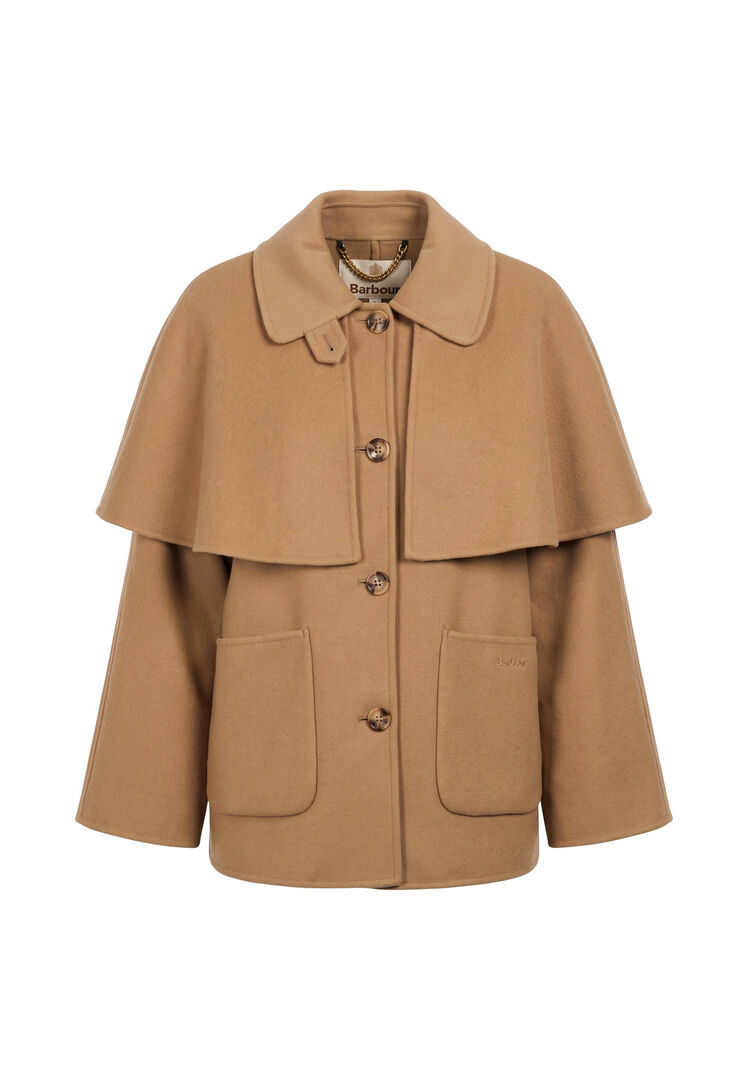Barbour Damen Camel Wollcape Aggy, Gr. 36