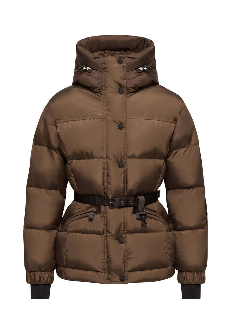 Moncler Grenoble Damen Dunkelbraun Daunen-Skijacke Salastrains, Gr. 38