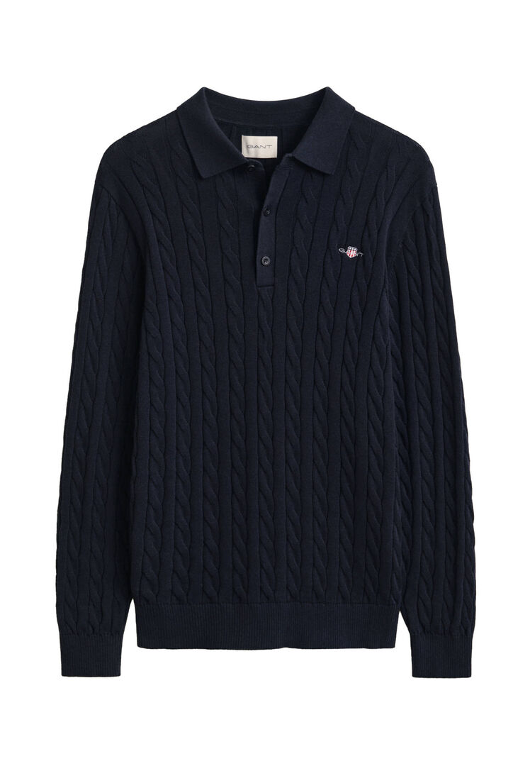 Gant Herren Marine Pullover Mit Zopfmuster, Gr. L
