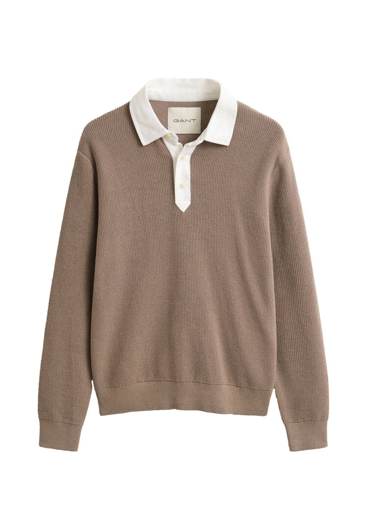 Gant Herren Taupe Pullover Cotton Merino Rugger, Gr. Xxl