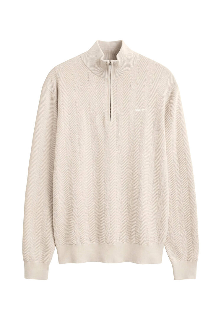 Gant Herren Beige Troyer Mit Fischgrätmuster, Gr. Xl