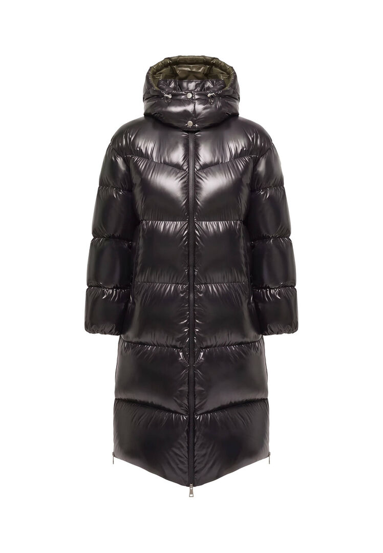 Moncler Damen Schwarz Daunenmantel Harfang Long, Gr. 38