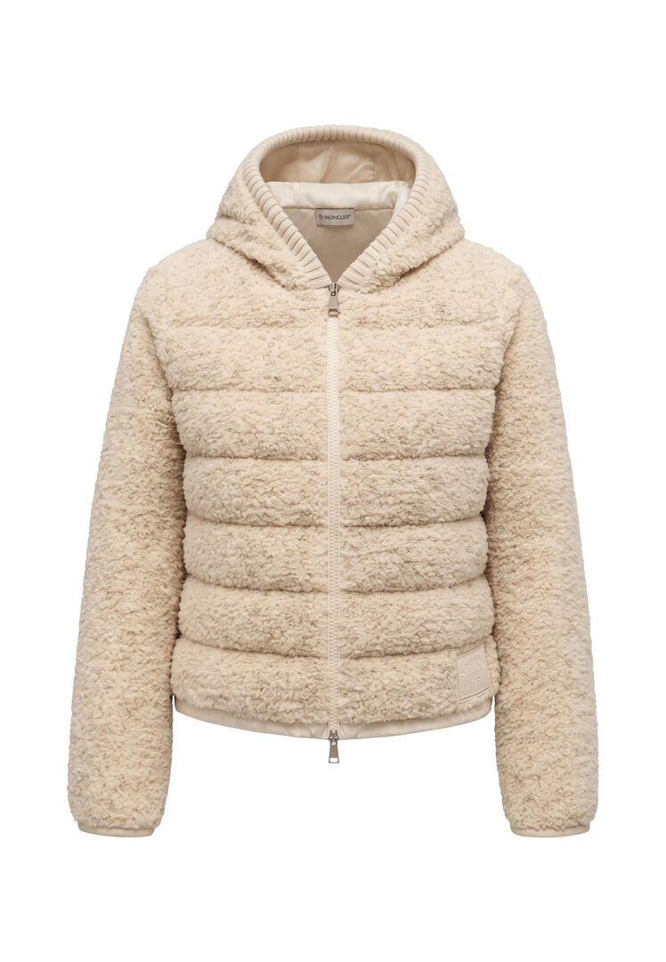 Moncler Damen Offwhite Teddy-Jacke Zip Up, Gr. Xl