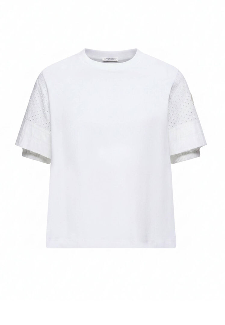 Moncler Damen Weiss T-Shirt Mit San Gallo, Gr. M