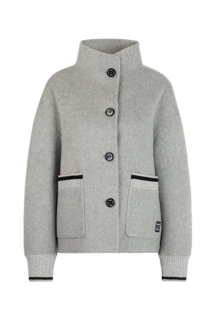 Marc Cain Damen Grau Jacke Mit Stehkragen, Gr. 40