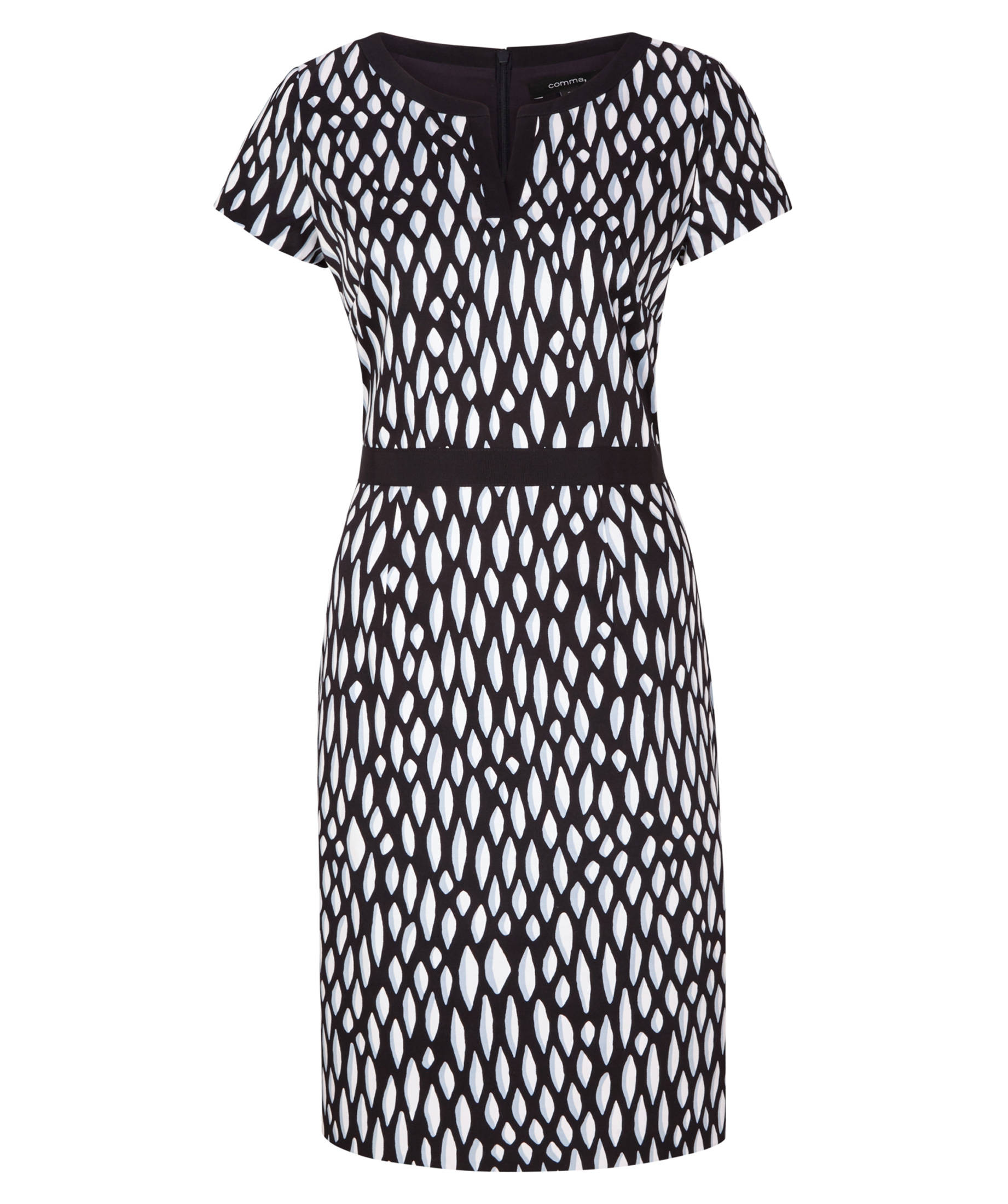 Comma Damen Kleid Mit Plisseefalten – Langarm Mit Manschetten & Knopfleiste
