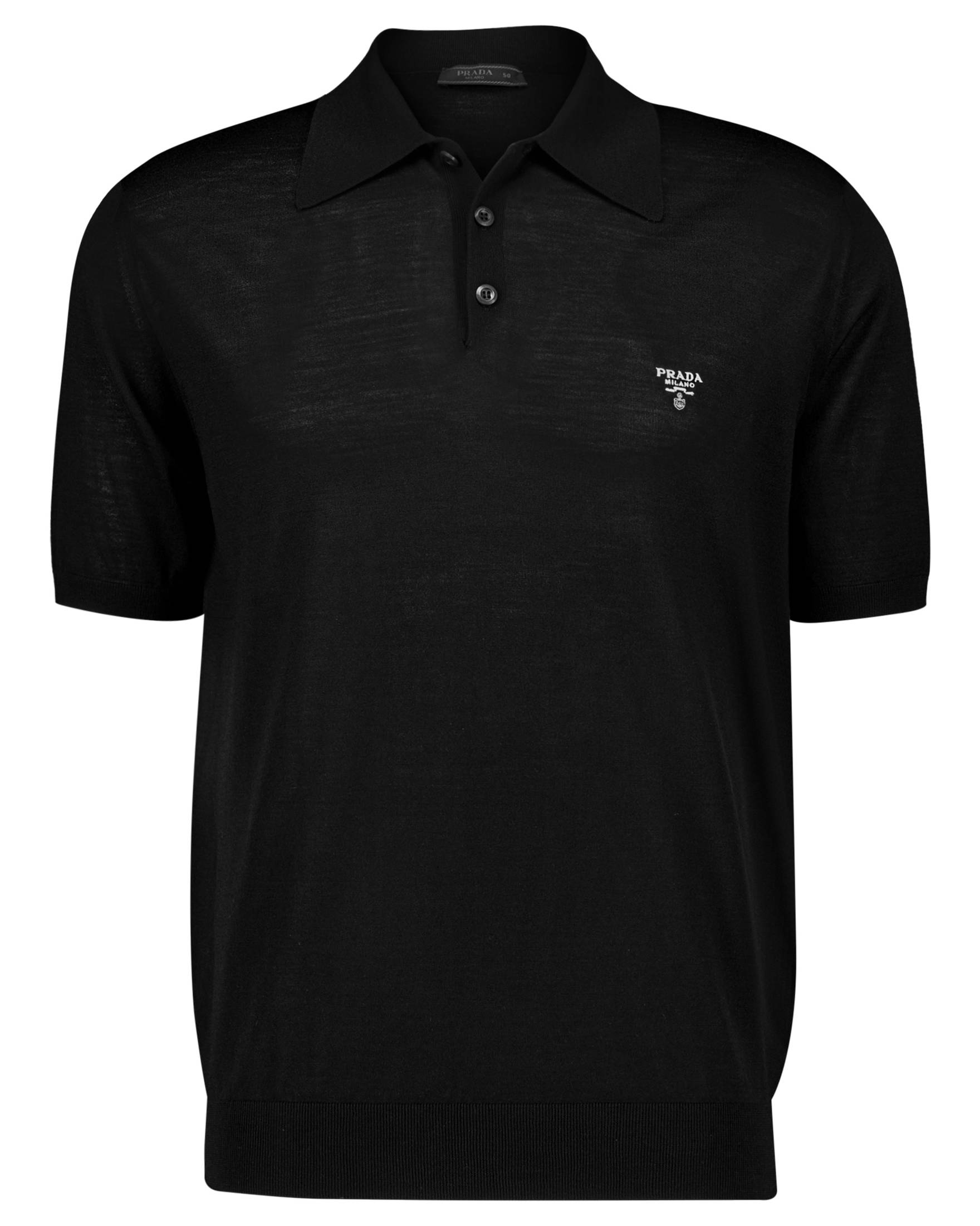 Prada Herren Strickpolo aus Merinowolle in schwarz kaufen engelhorn