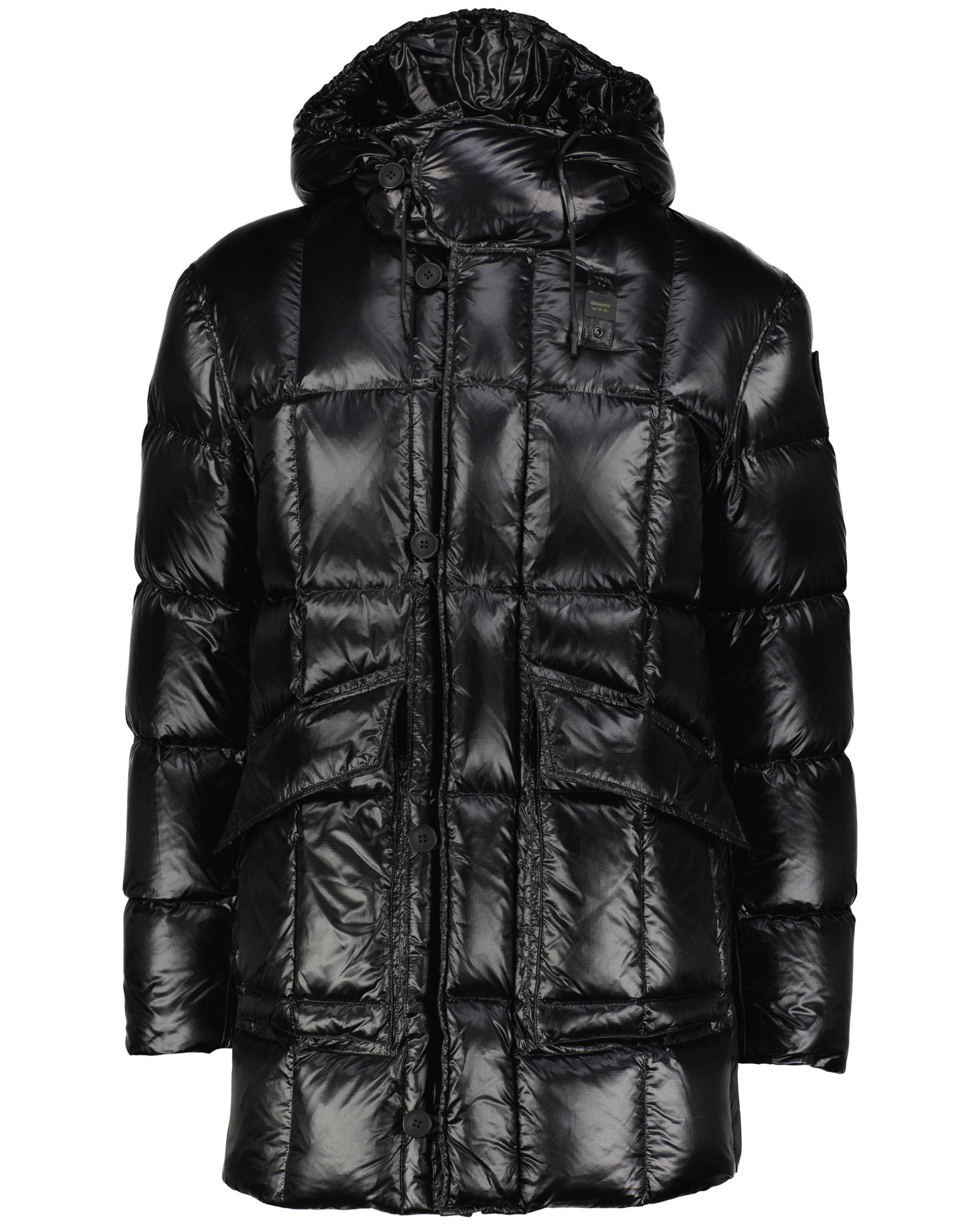 Blauer Herren Daunenmantel mit Kapuze TIVERTON in schwarz