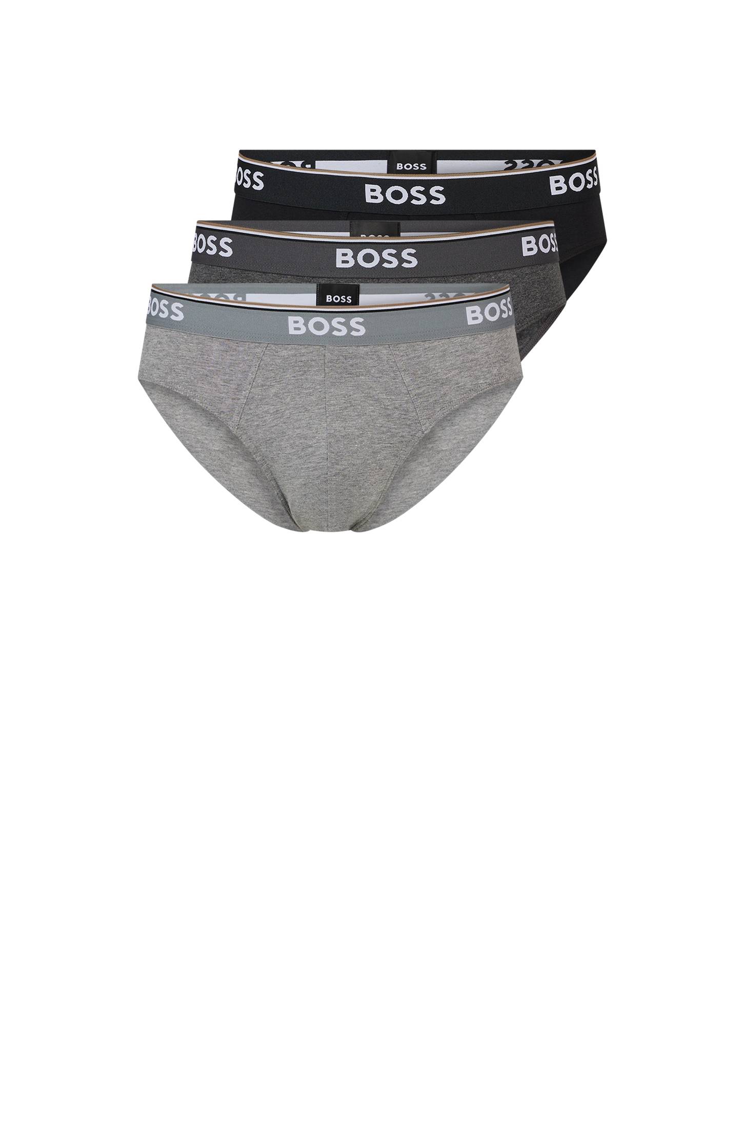 BOSS Hommes Brief 3P Power Lot de Trois Slips en Coton Stretch avec Logos à la Taille, Blanc 100, XL